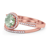 Two Piece Round Natural Stone Bridal Ring