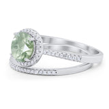 Two Piece Round Natural Stone Bridal Ring