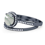 Two Piece Round Natural Stone Bridal Ring