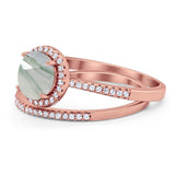 Two Piece Round Natural Stone Bridal Ring