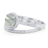 Two Piece Round Natural Stone Bridal Ring