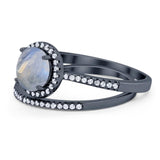 Two Piece Round Natural Stone Bridal Ring