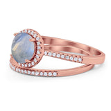 Two Piece Round Natural Stone Bridal Ring