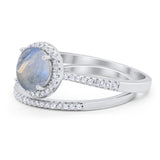 Two Piece Round Natural Stone Bridal Ring