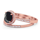 Two Piece Round Natural Stone Bridal Ring