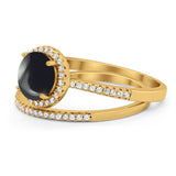 Two Piece Round Natural Stone Bridal Ring