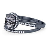 Two Piece Round Natural Stone Bridal Ring