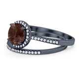 Two Piece Round Natural Stone Bridal Ring
