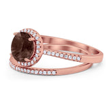 Two Piece Round Natural Stone Bridal Ring
