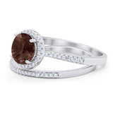 Two Piece Round Natural Stone Bridal Ring