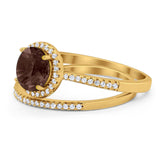 Two Piece Round Natural Stone Bridal Ring