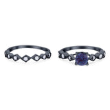 Two Piece Round Natural Stone Bridal Ring