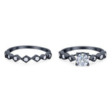 Two Piece Round Natural Stone Bridal Ring