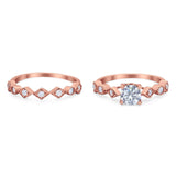 Two Piece Round Natural Stone Bridal Ring