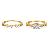 Two Piece Round Natural Stone Bridal Ring