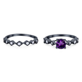 Two Piece Round Natural Stone Bridal Ring