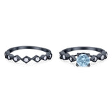 Two Piece Round Natural Stone Bridal Ring