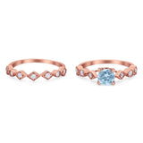 Two Piece Round Natural Stone Bridal Ring