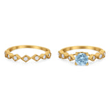 Two Piece Round Natural Stone Bridal Ring