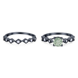 Two Piece Round Natural Stone Bridal Ring