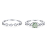 Two Piece Round Natural Stone Bridal Ring