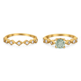 Two Piece Round Natural Stone Bridal Ring