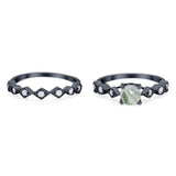 Two Piece Round Natural Stone Bridal Ring