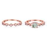 Two Piece Round Natural Stone Bridal Ring
