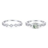 Two Piece Round Natural Stone Bridal Ring