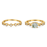 Two Piece Round Natural Stone Bridal Ring