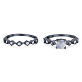 Two Piece Round Natural Stone Bridal Ring