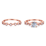Two Piece Round Natural Stone Bridal Ring