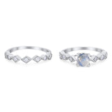 Two Piece Round Natural Stone Bridal Ring