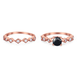 Two Piece Round Natural Stone Bridal Ring