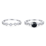 Two Piece Round Natural Stone Bridal Ring