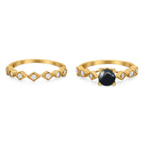 Two Piece Round Natural Stone Bridal Ring