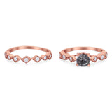 Two Piece Round Natural Stone Bridal Ring