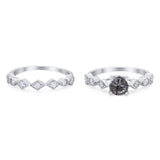 Two Piece Round Natural Stone Bridal Ring