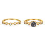Two Piece Round Natural Stone Bridal Ring