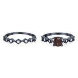 Two Piece Round Natural Stone Bridal Ring