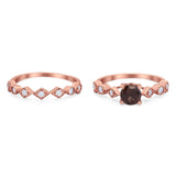 Two Piece Round Natural Stone Bridal Ring