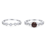 Two Piece Round Natural Stone Bridal Ring