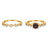 Two Piece Round Natural Stone Bridal Ring