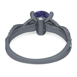 Art Deco Round Natural Stone Solitaire Ring