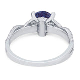 Art Deco Round Natural Stone Solitaire Ring