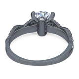 Art Deco Round Natural Stone Solitaire Ring