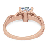 Art Deco Round Natural Stone Solitaire Ring