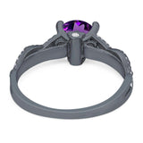 Art Deco Round Natural Stone Solitaire Ring