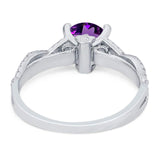 Art Deco Round Natural Stone Solitaire Ring