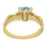 Art Deco Round Natural Stone Solitaire Ring